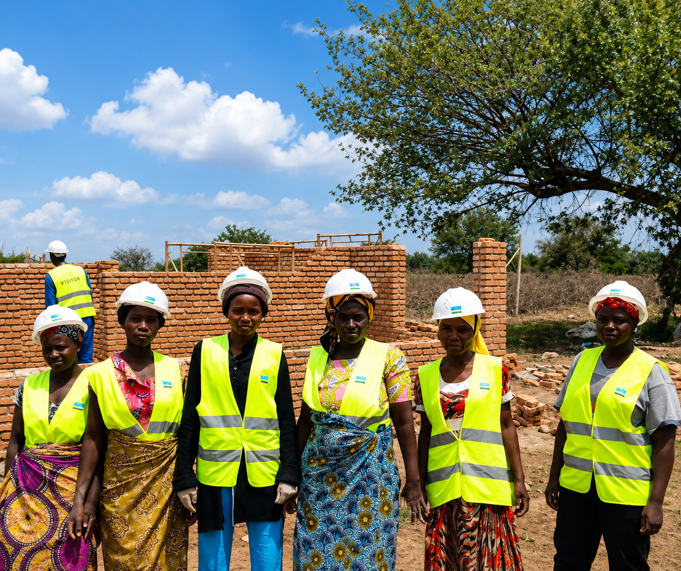 Sezibera Construction workers on site in safety equipment